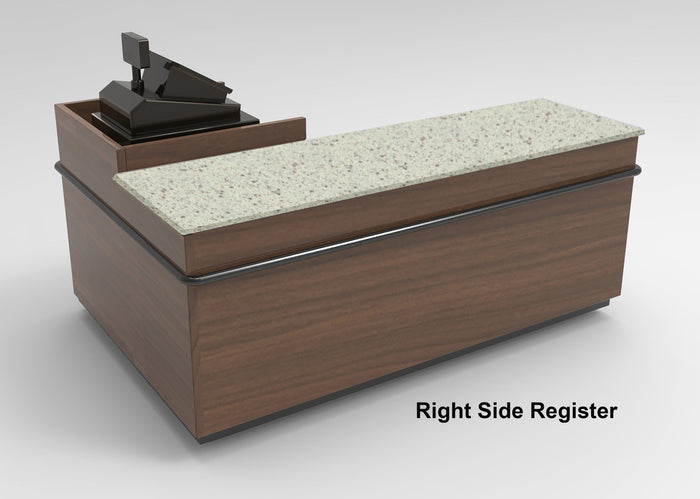 CHECKOUT - L-Shaped Point of Sale Counter — 6ft Wood Retail Checkout Counter