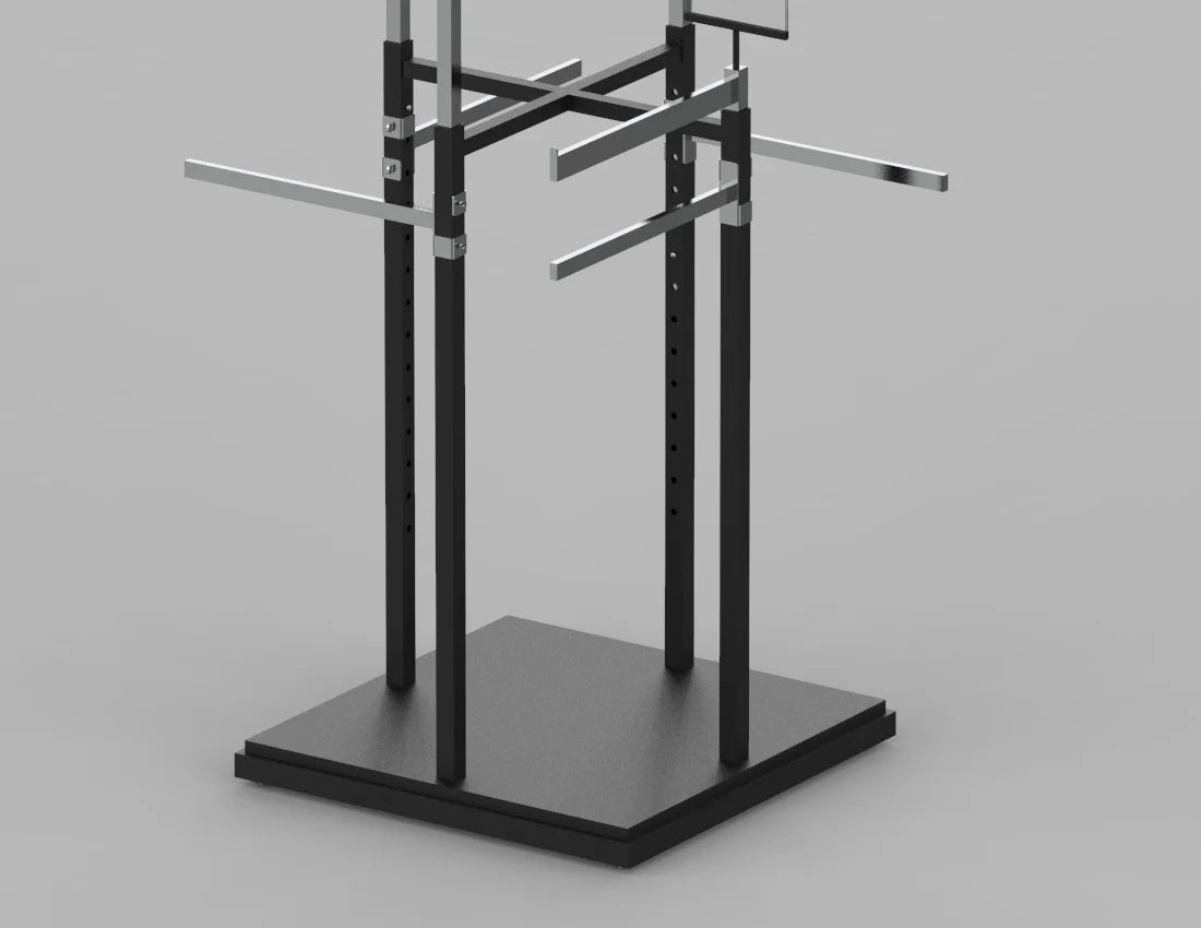 Double 4-Way Adjustable Garment Rack with Sign Holders — Premium Retail Display Stand