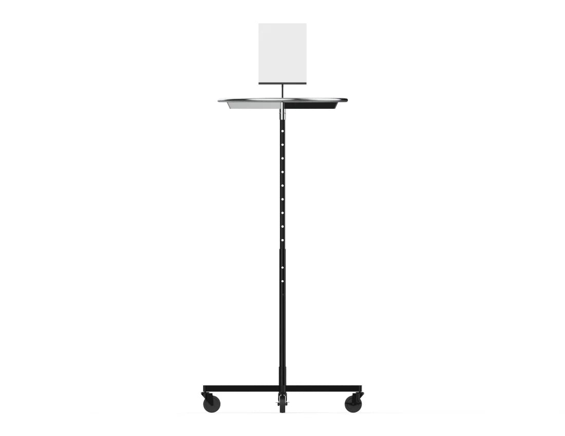 Round Adjustable Garment Rack with Sign Holder — Heavy-Duty Rolling Display Stand