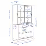 Storage comb w sliding glass doors, brown stained oak veneer/clear glass