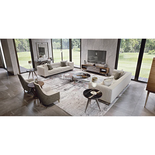 LEVI - Nesting Round Coffee Tables with Metal Base - LARGE