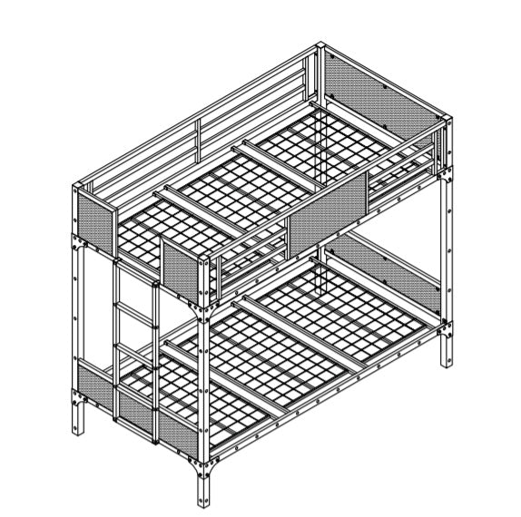 RILEY - Industrial Style Metal Twin Bunk Bed