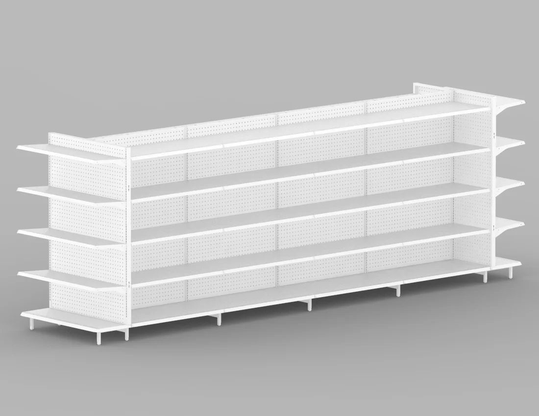 Double-Sided Gondola Shelving Unit — 16 FT  Heavy-Duty Retail Display Fixture