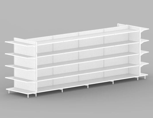 Double-Sided Gondola Shelving Unit — 16 FT  Heavy-Duty Retail Display Fixture