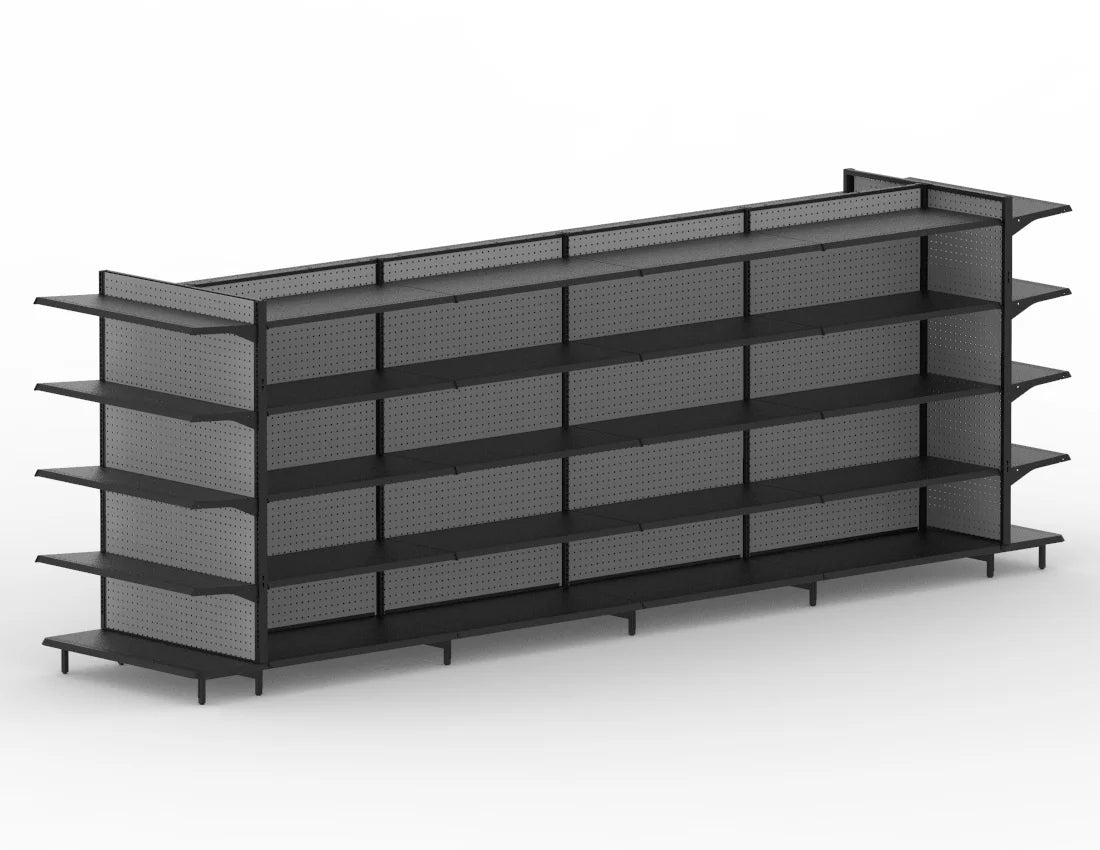 Double-Sided Gondola Shelving Unit — 16 FT  Heavy-Duty Retail Display Fixture