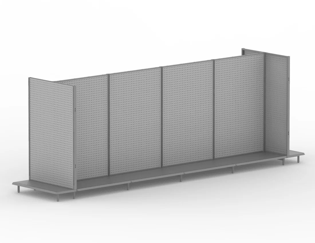 Double-Sided Gondola Shelving Unit — 16 FT  Heavy-Duty Retail Display Fixture