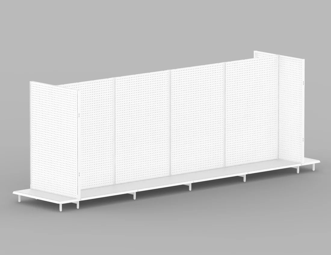 Double-Sided Gondola Shelving Unit — 16 FT  Heavy-Duty Retail Display Fixture