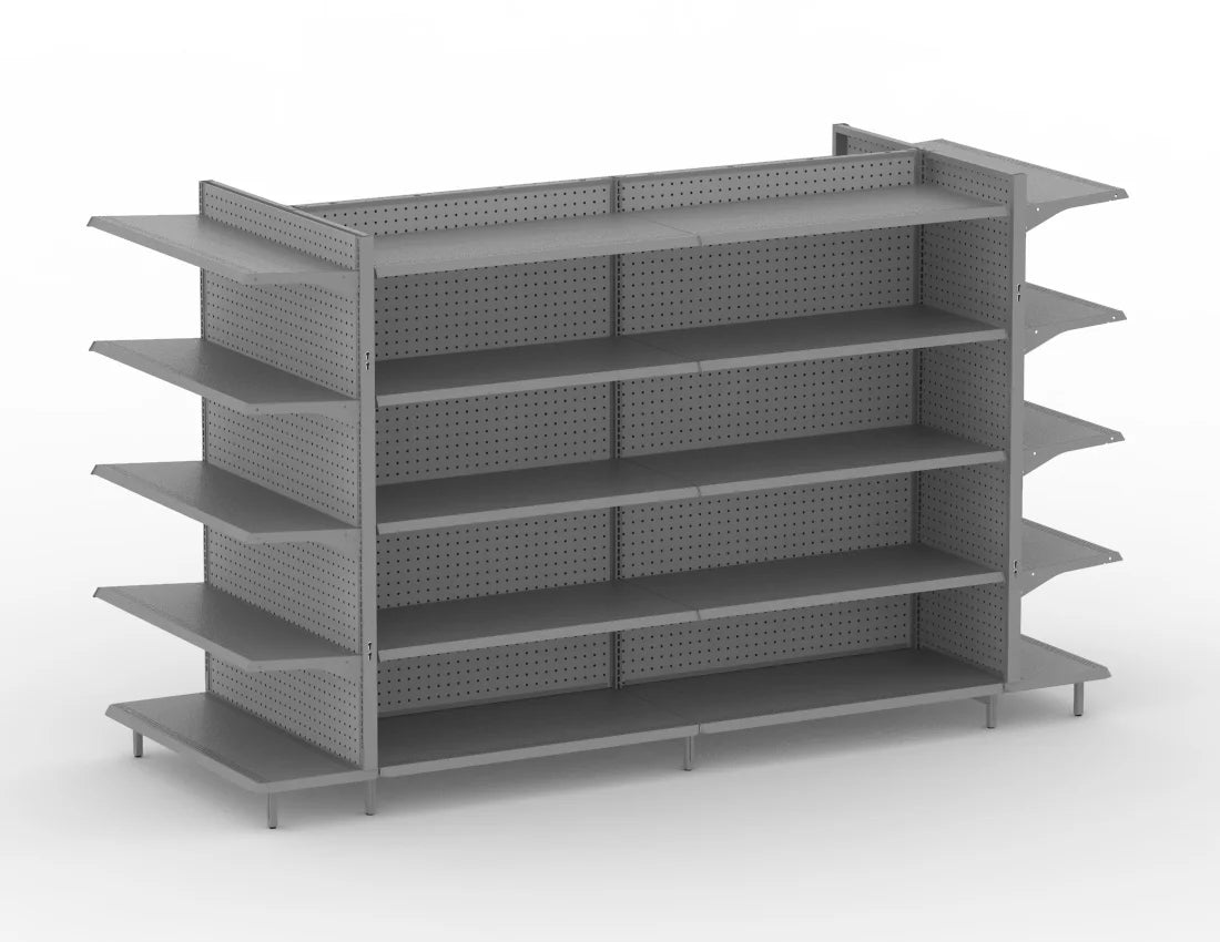 Double-Sided Gondola Shelving Unit — 8 FT  Heavy-Duty Retail Display Fixture