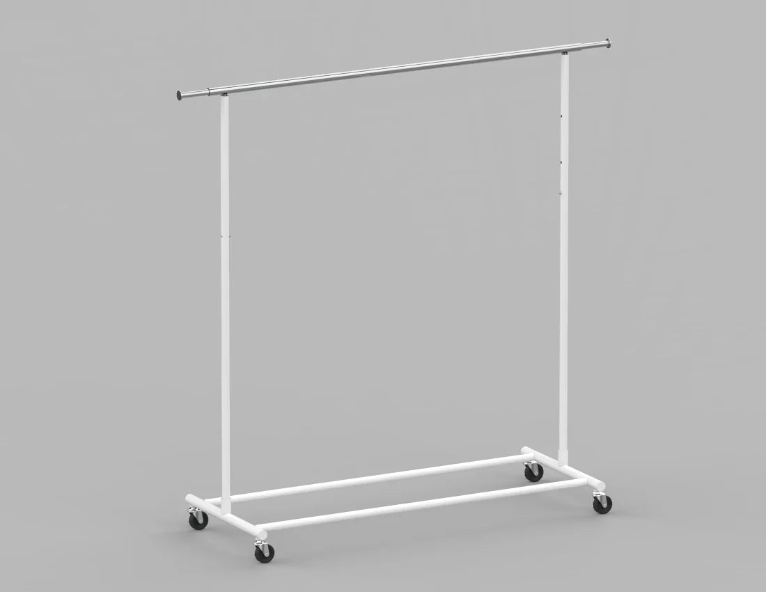 Adjustable Rolling Garment Rack — Modern Metal Clothing Display Stand