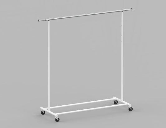 Adjustable Rolling Garment Rack — Modern Metal Clothing Display Stand