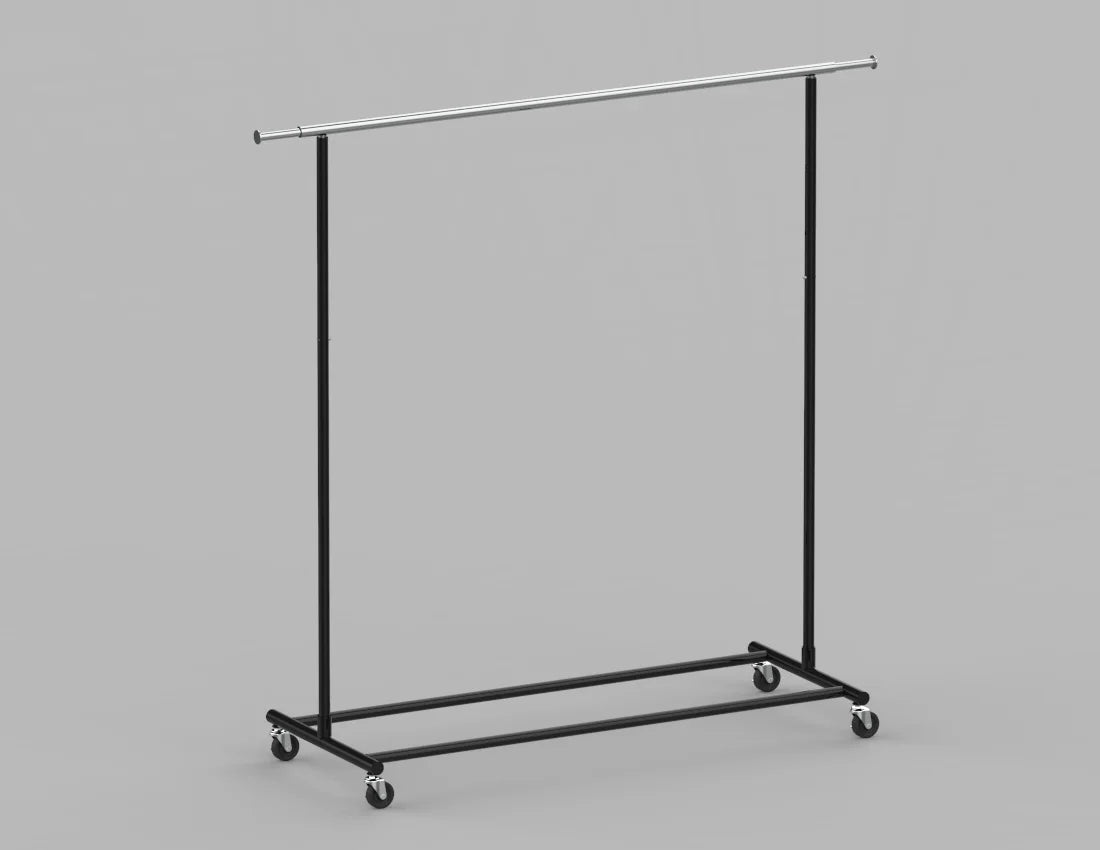 Adjustable Rolling Garment Rack — Modern Metal Clothing Display Stand
