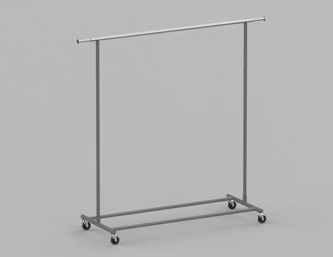 Adjustable Rolling Garment Rack — Modern Metal Clothing Display Stand