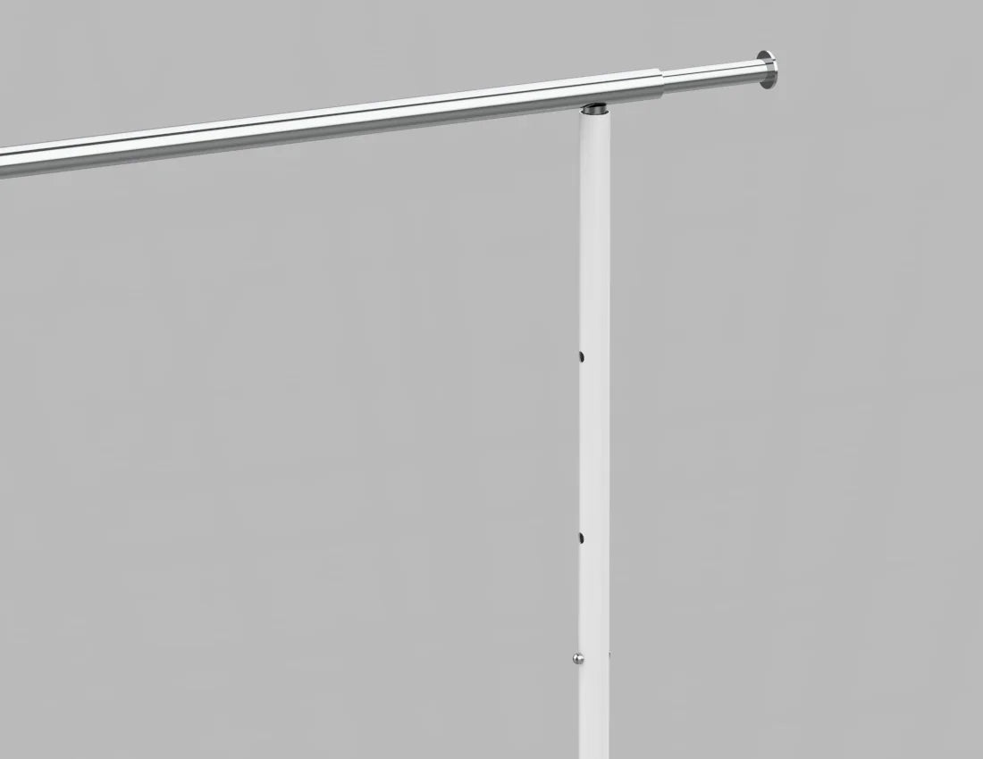 Adjustable Rolling Garment Rack — Modern Metal Clothing Display Stand