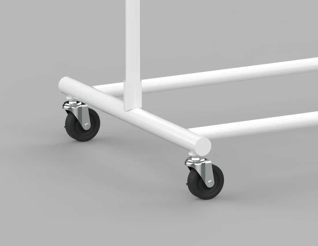 Adjustable Rolling Garment Rack — Modern Metal Clothing Display Stand