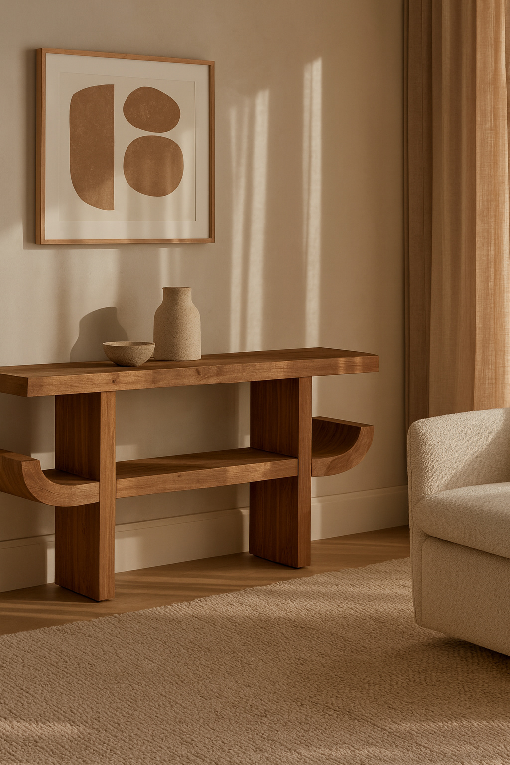 DANIEL - Brown Acacia Wood Console Table