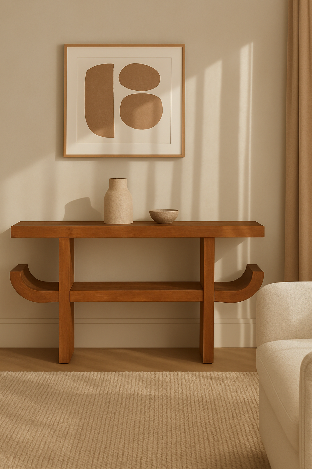 DANIEL - Brown Acacia Wood Console Table