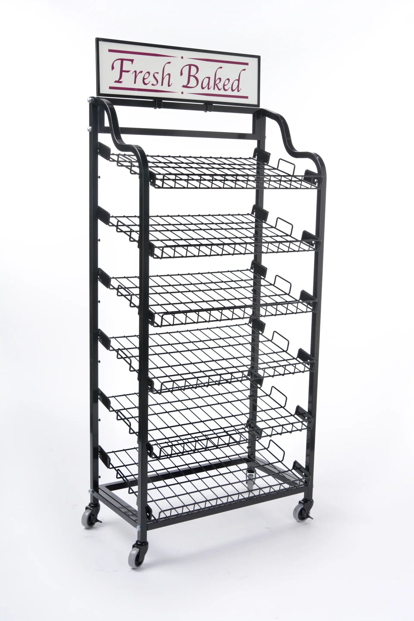 SHELF - Bakery Display Shelf — 5-Tier Fresh Bread & Pastry Merchandising Shelf on Wheels
