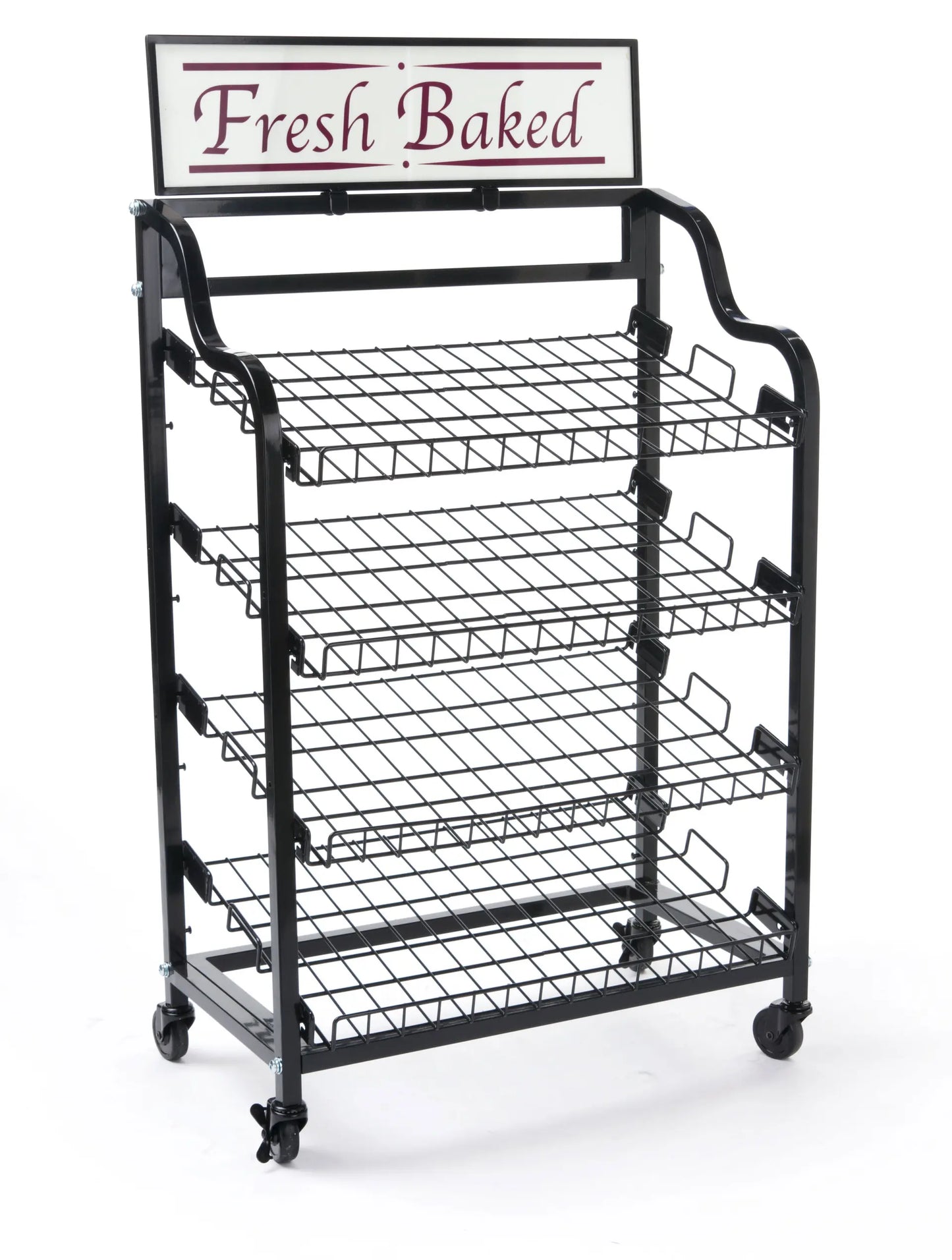 SHELF - Bakery Display Shelf — 5-Tier Fresh Bread & Pastry Merchandising Shelf on Wheels