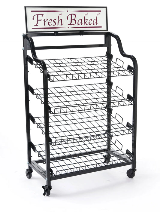 SHELF - Bakery Display Shelf — 5-Tier Fresh Bread & Pastry Merchandising Shelf on Wheels
