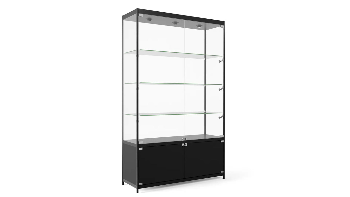 SHELF - Delta Glass Display Cabinet with Storage — 4-Tier Modern Showcase Unit