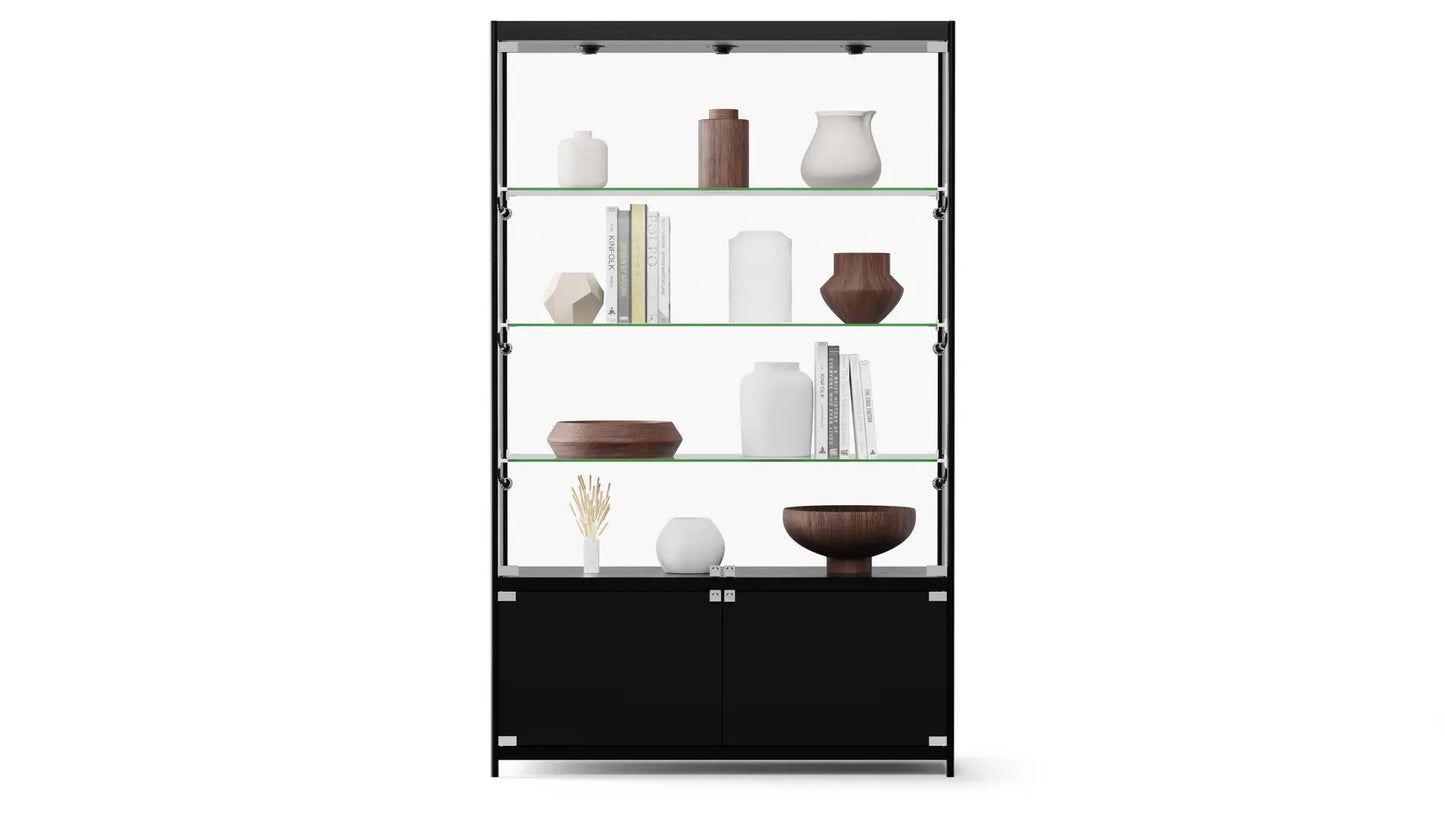 SHELF - Delta Glass Display Cabinet with Storage — 4-Tier Modern Showcase Unit