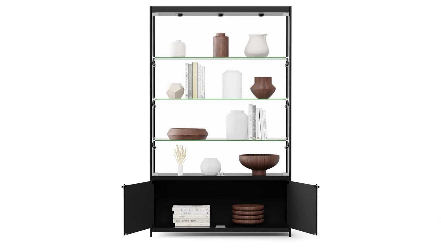 SHELF - Delta Glass Display Cabinet with Storage — 4-Tier Modern Showcase Unit