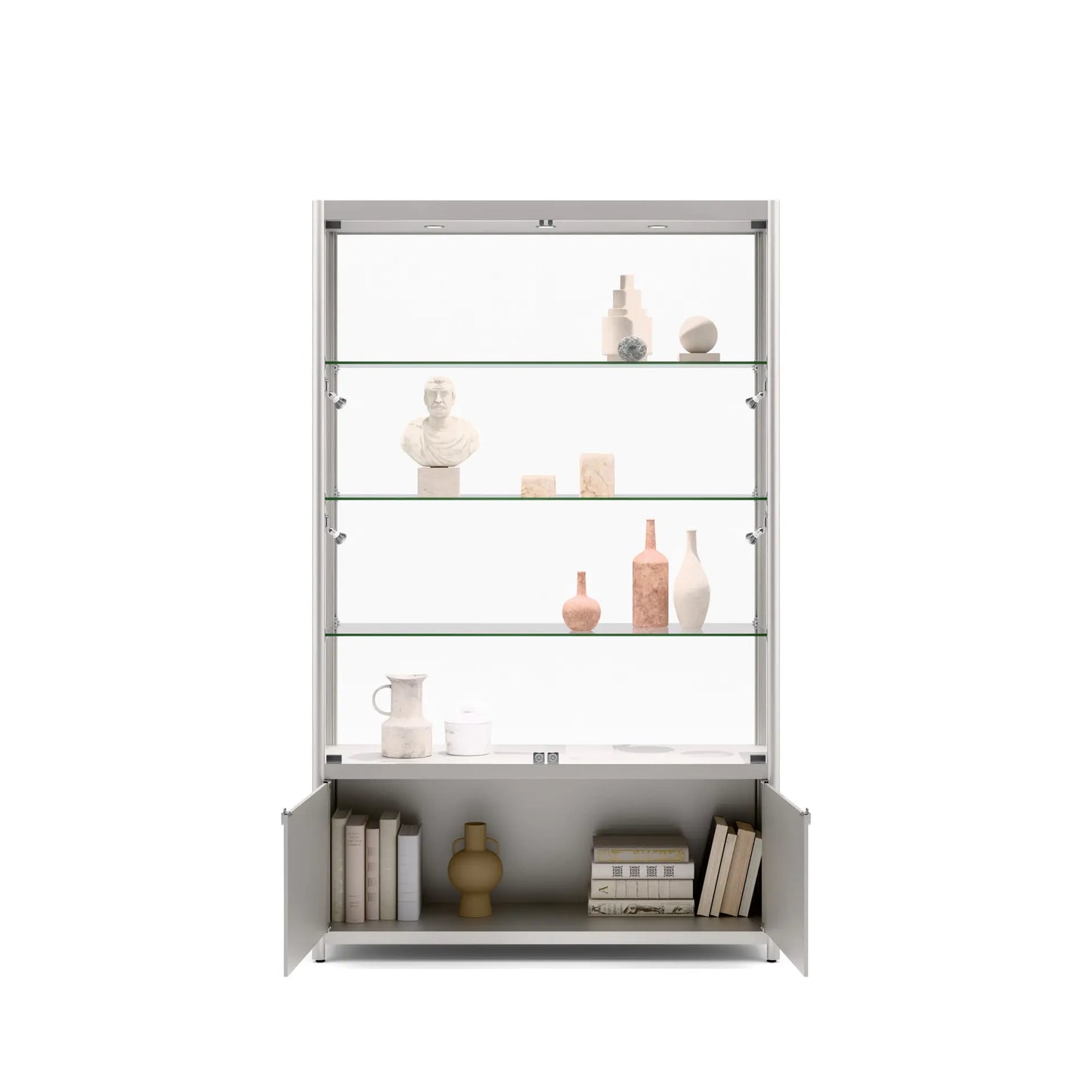 SHELF - Delta Glass Display Cabinet with Storage — 4-Tier Modern Showcase Unit