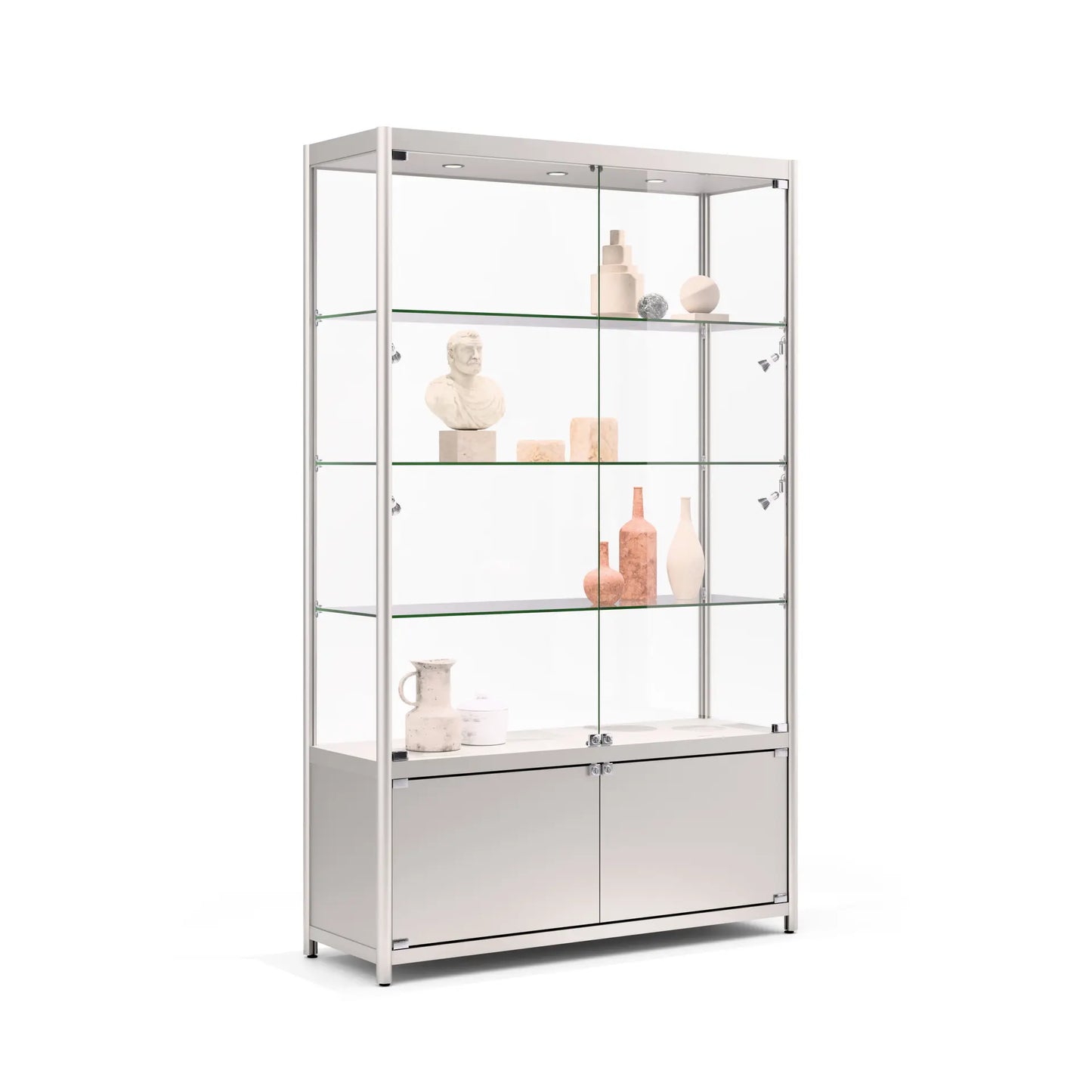 SHELF - Delta Glass Display Cabinet with Storage — 4-Tier Modern Showcase Unit
