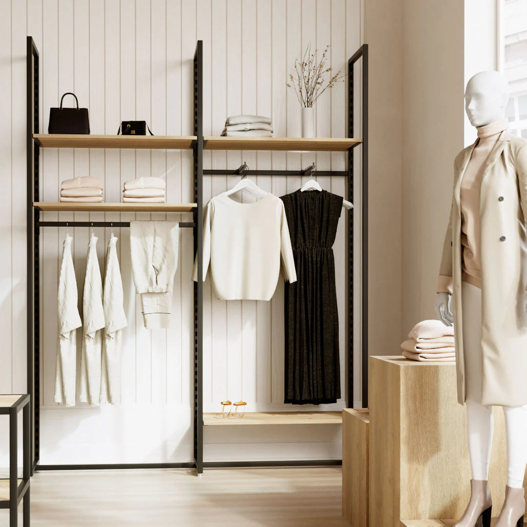 Rack -  8ft Clothing Display Rack — Minimalist Wall-Mounted Retail Fixture