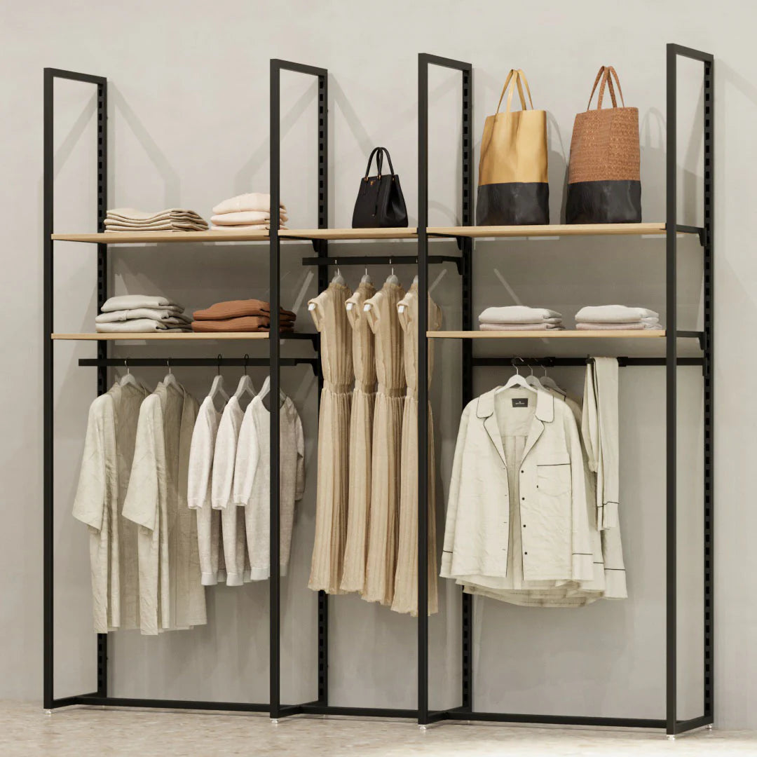 Rack -  9ft Clothing Display Rack — Minimalist Wall-Mounted Retail Fixture