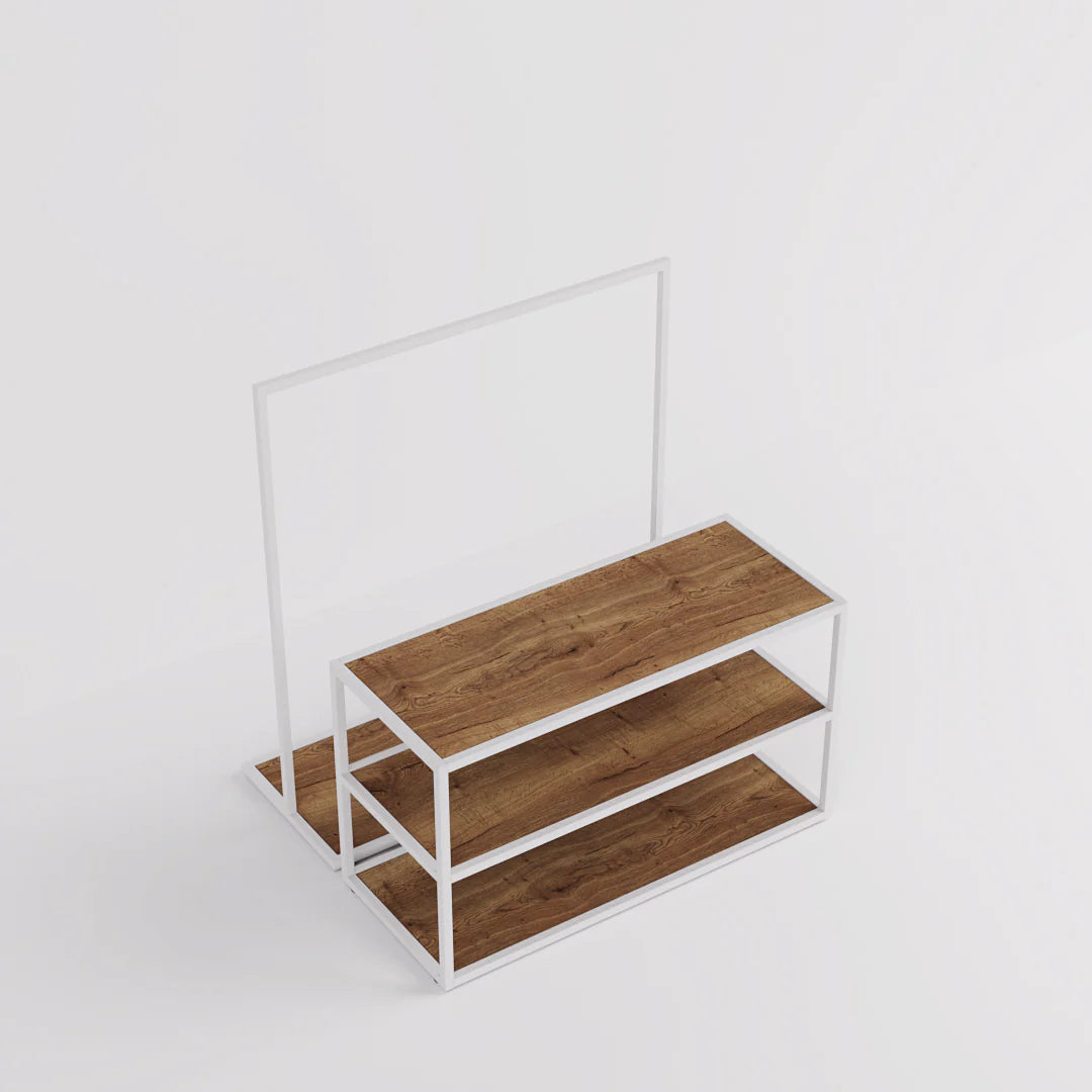 Nesting Table - Nesting Table with Garment Rack — Modern Retail Display Fixture