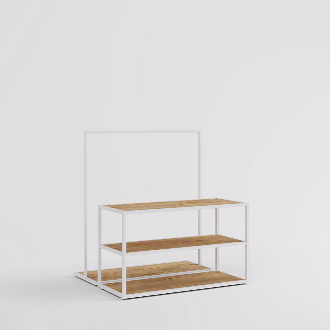 Nesting Table - Nesting Table with Garment Rack — Modern Retail Display Fixture