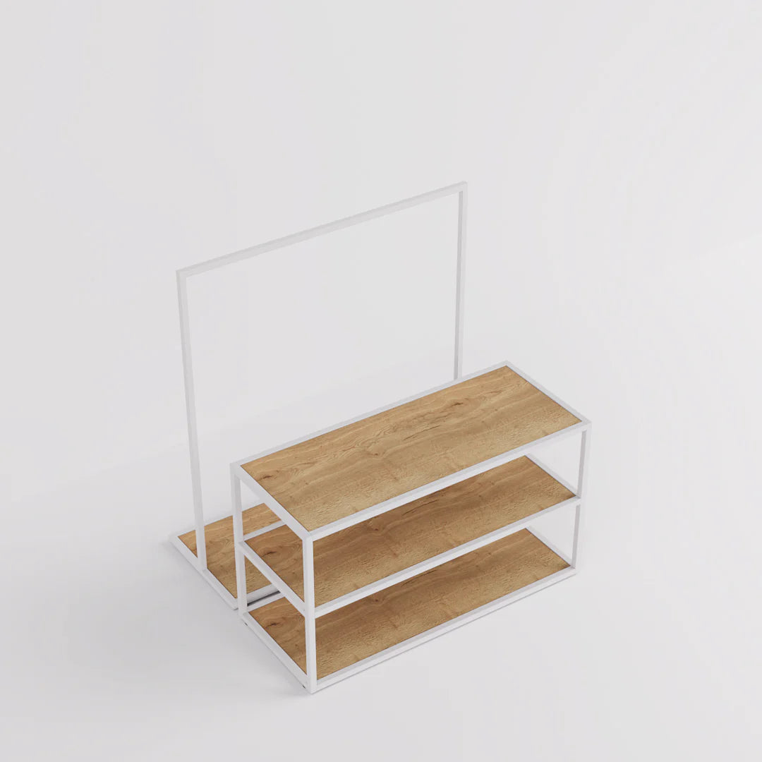 Nesting Table - Nesting Table with Garment Rack — Modern Retail Display Fixture
