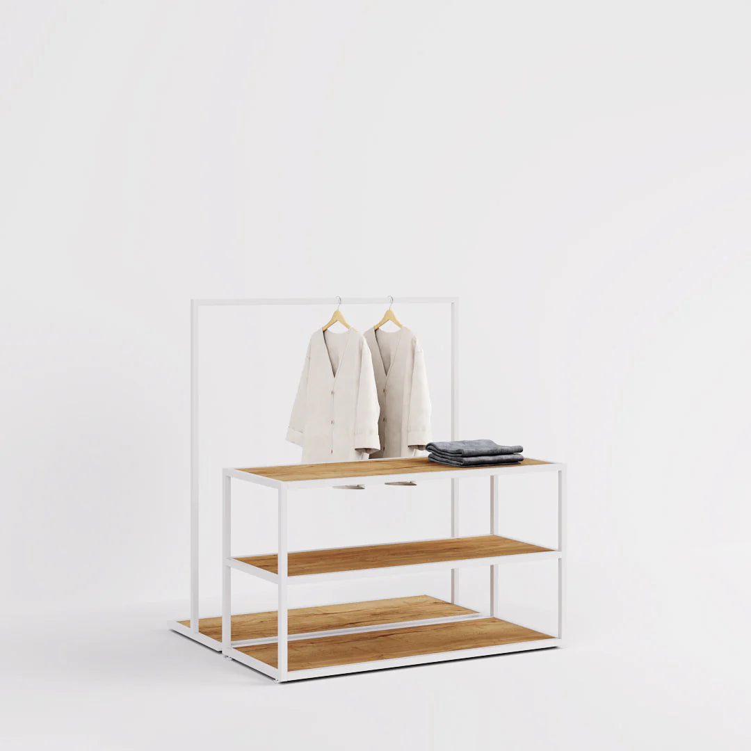 Nesting Table - Nesting Table with Garment Rack — Modern Retail Display Fixture