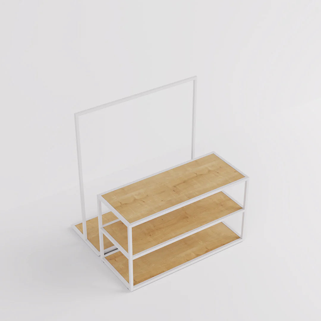 Nesting Table - Nesting Table with Garment Rack — Modern Retail Display Fixture