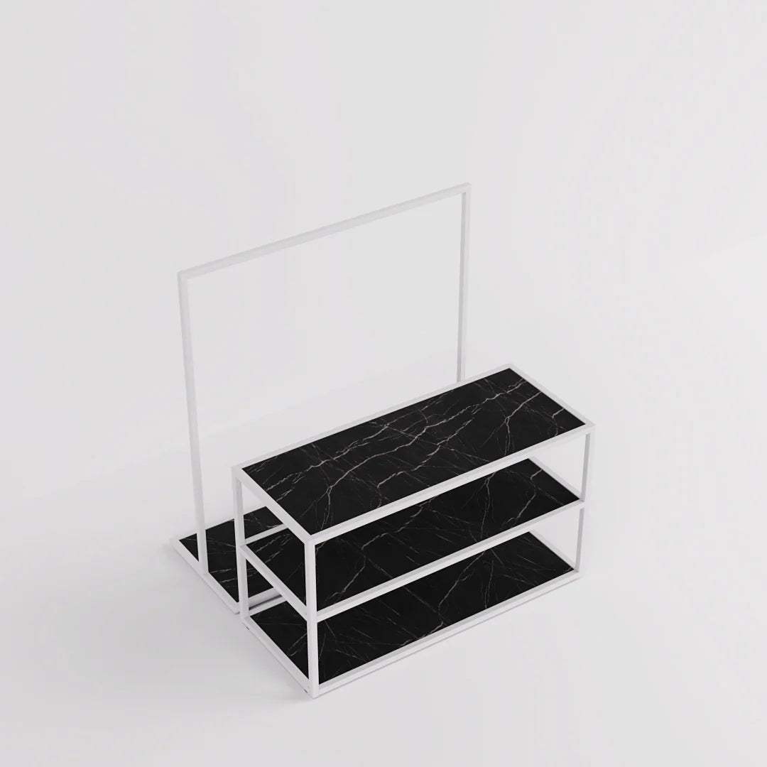 Nesting Table - Nesting Table with Garment Rack — Modern Retail Display Fixture