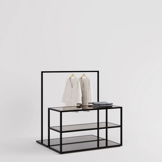 Nesting Table - Nesting Table with Garment Rack — Modern Retail Display Fixture