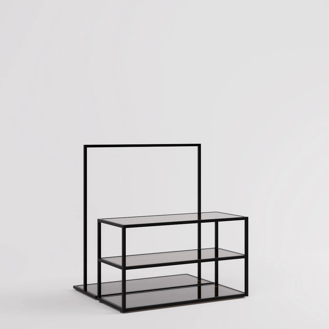 Nesting Table - Nesting Table with Garment Rack — Modern Retail Display Fixture