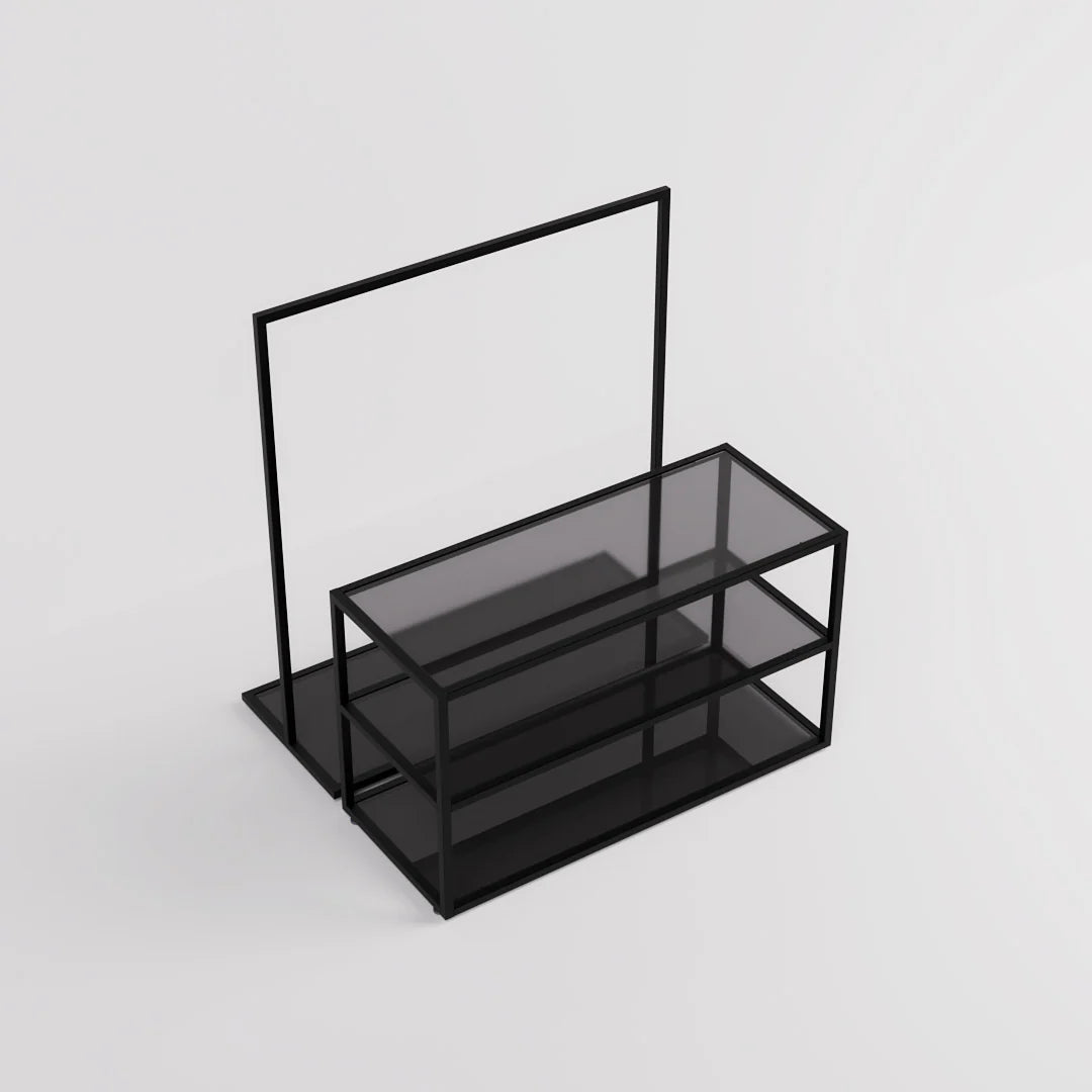 Nesting Table - Nesting Table with Garment Rack — Modern Retail Display Fixture
