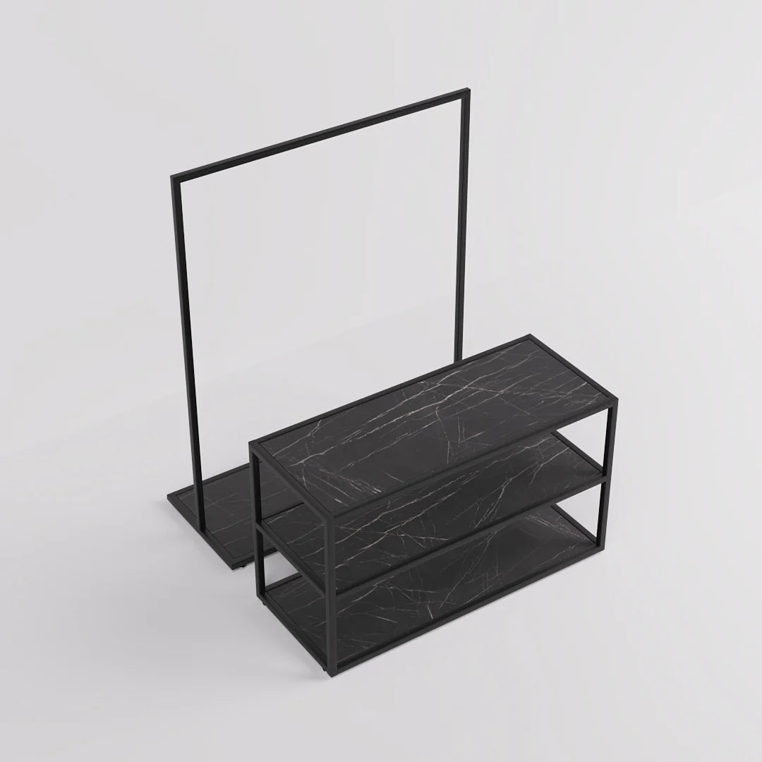 Nesting Table - Nesting Table with Garment Rack — Modern Retail Display Fixture