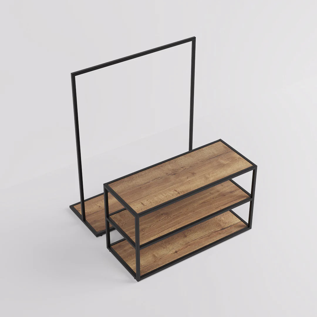 Nesting Table - Nesting Table with Garment Rack — Modern Retail Display Fixture