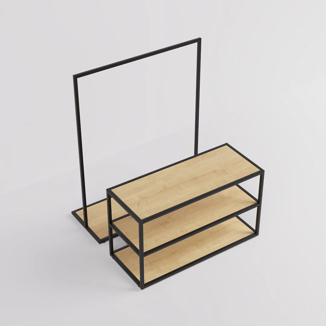 Nesting Table - Nesting Table with Garment Rack — Modern Retail Display Fixture
