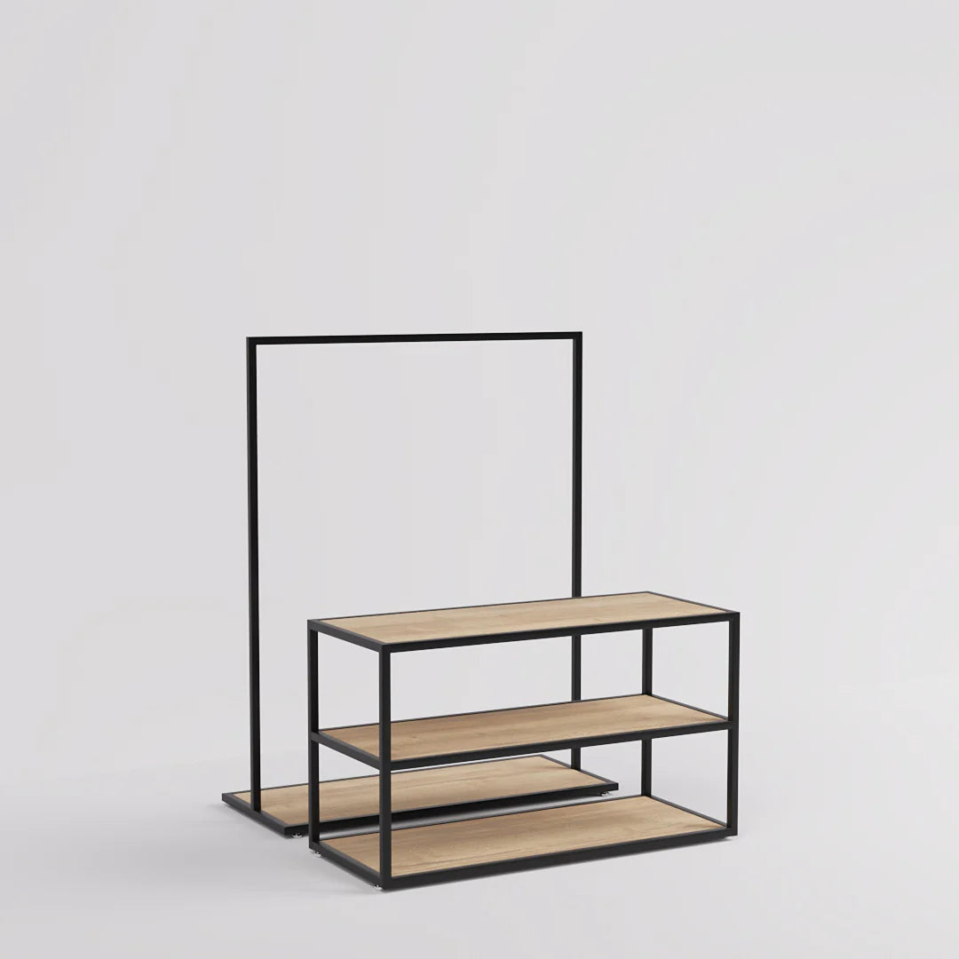 Nesting Table - Nesting Table with Garment Rack — Modern Retail Display Fixture