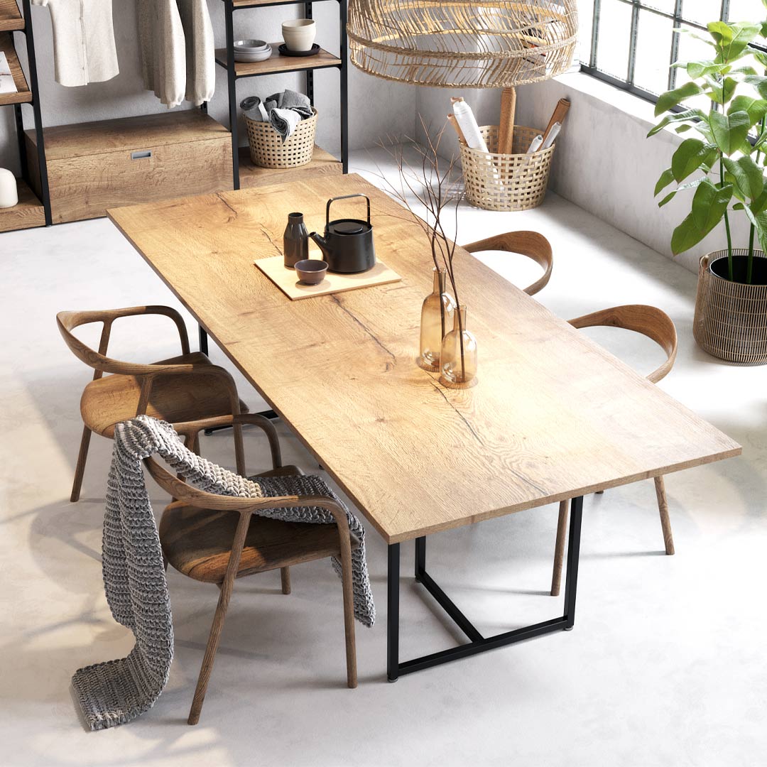 Nesting Table - Display Table — Modern Oak & Metal Retail Fixture