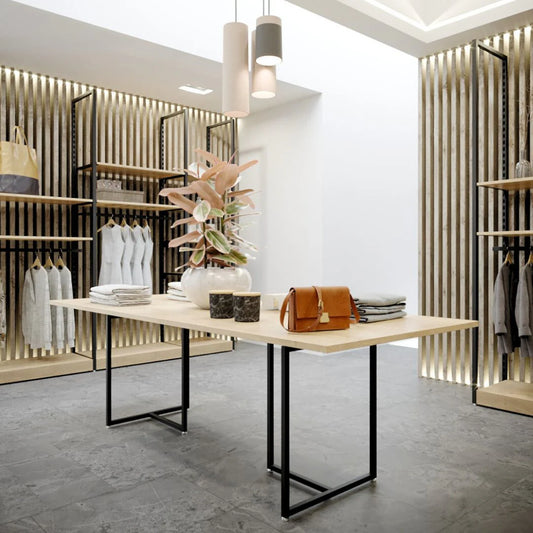 Nesting Table - Display Table — Modern Oak & Metal Retail Fixture