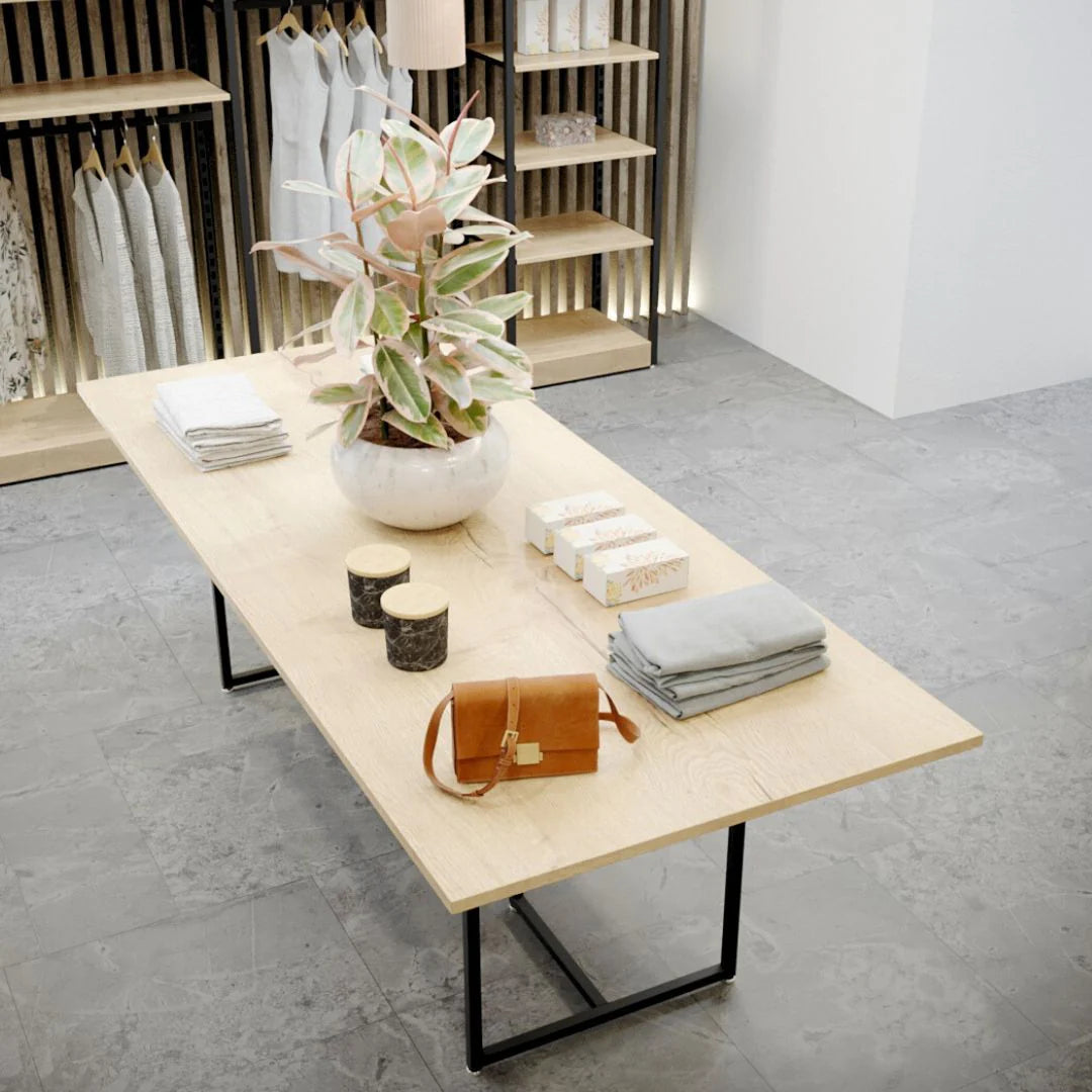 Nesting Table - Display Table — Modern Oak & Metal Retail Fixture