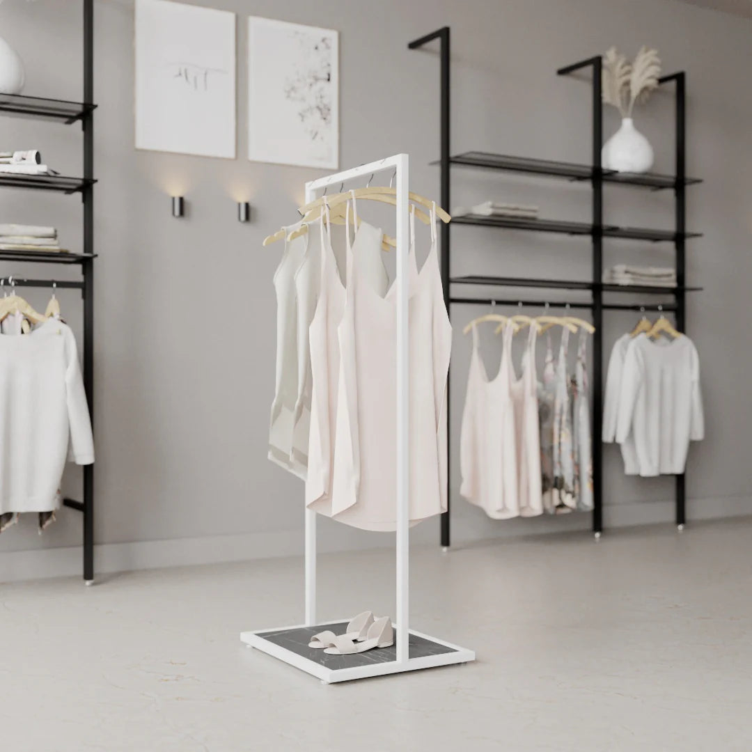 Luxe Freestanding Garment Rack 5ft — Modern Minimalist Clothing Display
