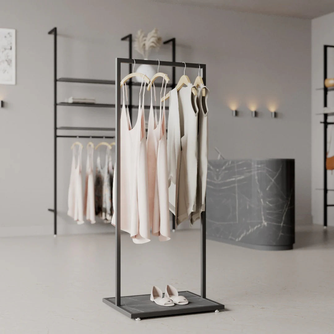 Luxe Freestanding Garment Rack 5ft — Modern Minimalist Clothing Display
