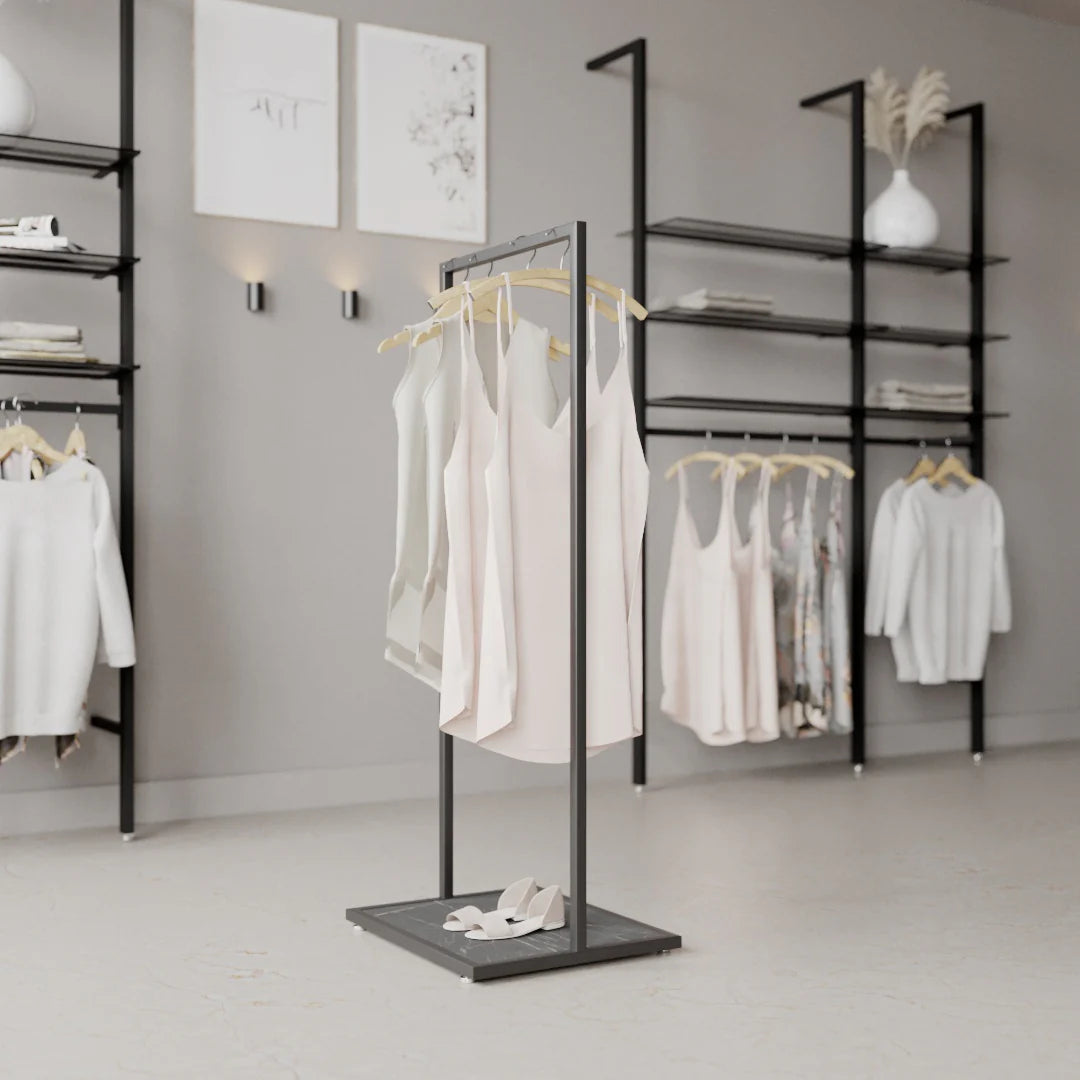 Luxe Freestanding Garment Rack 5ft — Modern Minimalist Clothing Display