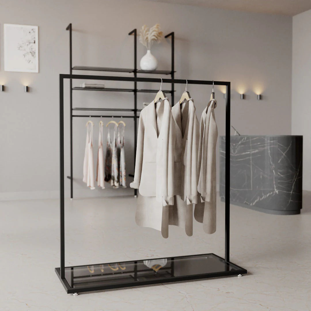 Luxe Freestanding Garment Rack 10ft — Modern Minimalist Clothing Display